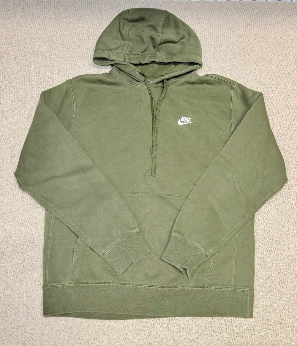 Nike Olive Green Pullover Hoodie Swoosh Sweatshirt M